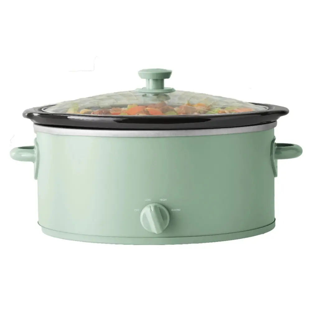 6 Quart Slow Cooker with Glass Lid Temperature Control Dishwasher Safe Removable Stoneware Ideal Meal Prep Family Cooking