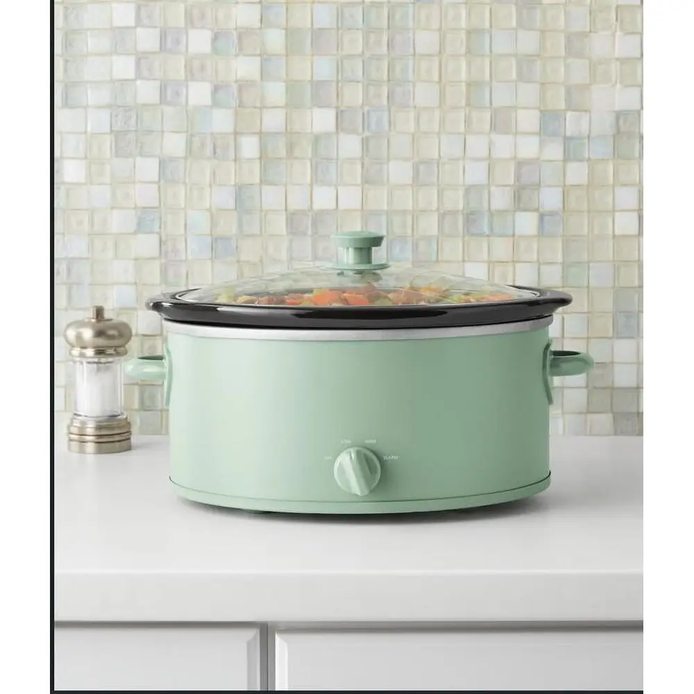 6 Quart Slow Cooker with Glass Lid Temperature Control Dishwasher Safe Removable Stoneware Ideal Meal Prep Family Cooking