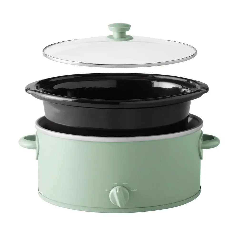 6 Quart Slow Cooker with Glass Lid Temperature Control Dishwasher Safe Removable Stoneware Ideal Meal Prep Family Cooking