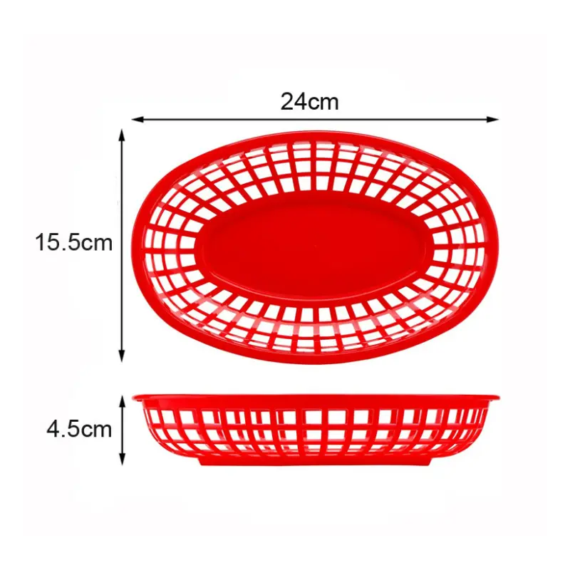 Plastic Platter Oval Food Basket Kitchen Desktop Storage Basket Hot Dog Serving Plate Restaurant Fast Food Tray Photo Prop Decor