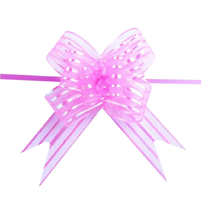 10pcs Wedding Bow Pull Flower Gift Packing Candy Box Accessories DIY Wedding Party Car Decor Pullbows Supplies Flower Ribbons