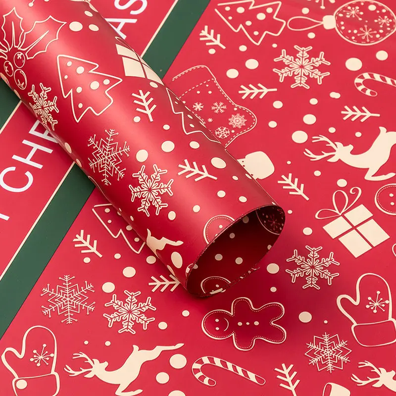 Christmas Gifts Wrapping Paper Retro Cartoon Snowman Elk Snowflake Craft Papers Fashion Yule Family Gathering Decoration Package