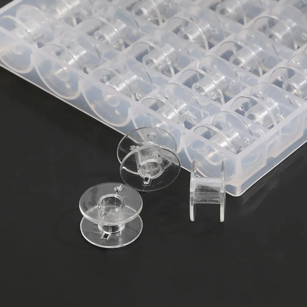 1/5/10Pcs Empty Bobbins Sewing Machine Spools Clear Plastic with Case Storage Box for Brother Janome Singer Elna 5BB5310
