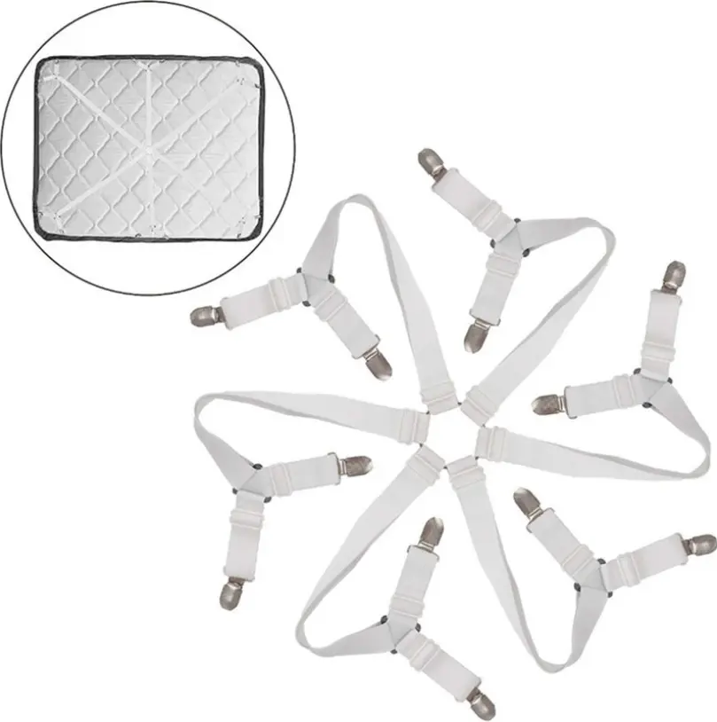 12 Clips Bed Sheet Holder Adjustable Elastic Fixed Holder Mattress Clip Fasteners Cover Blankets Grippers Fixing Non-Slip Strap