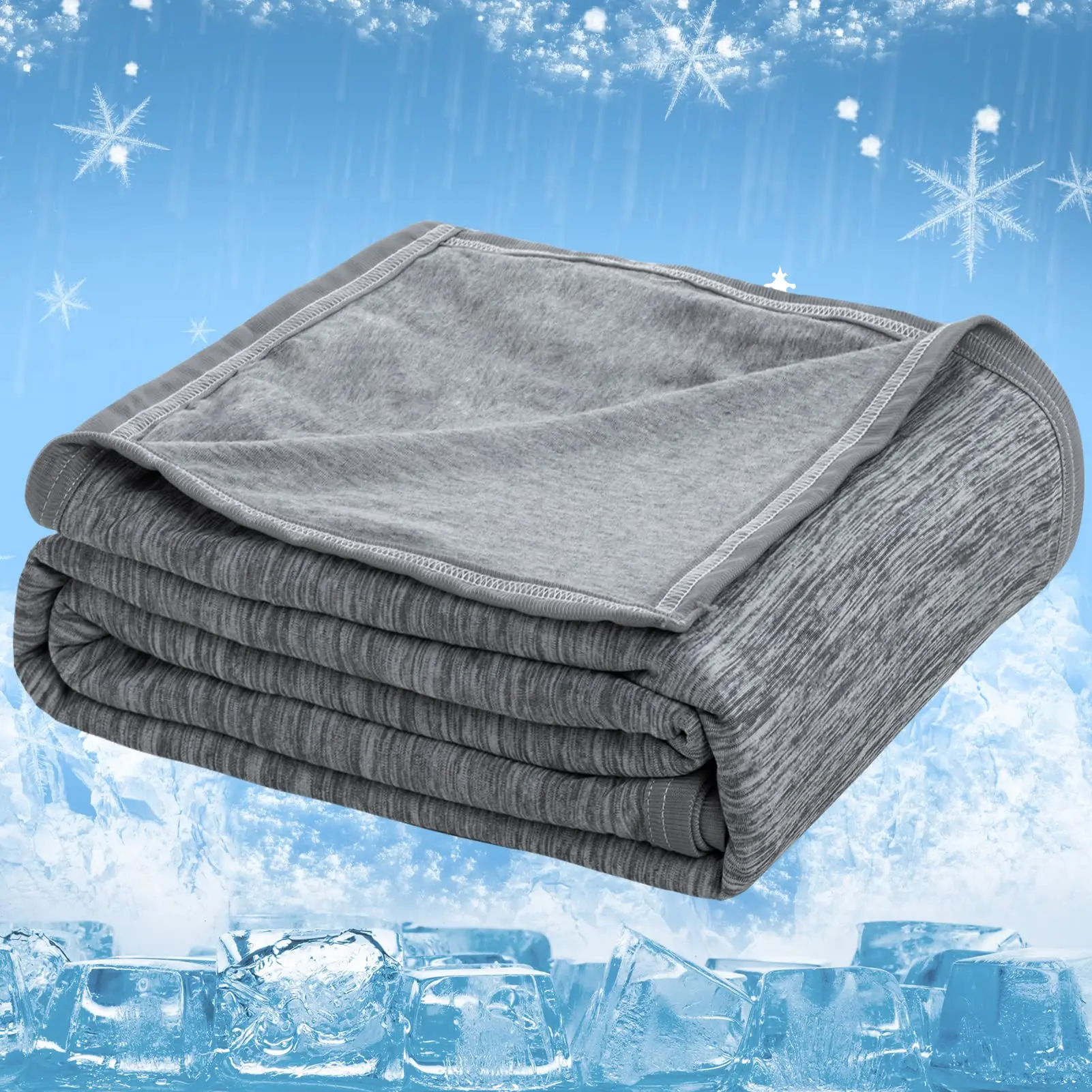2-in-1 Summer Blanket, Cooling Duvet, Self-Cooling Cotton Blanket with Q-Max 0.45 Cooling Fibres, Adult Cooling Blanket, Thin