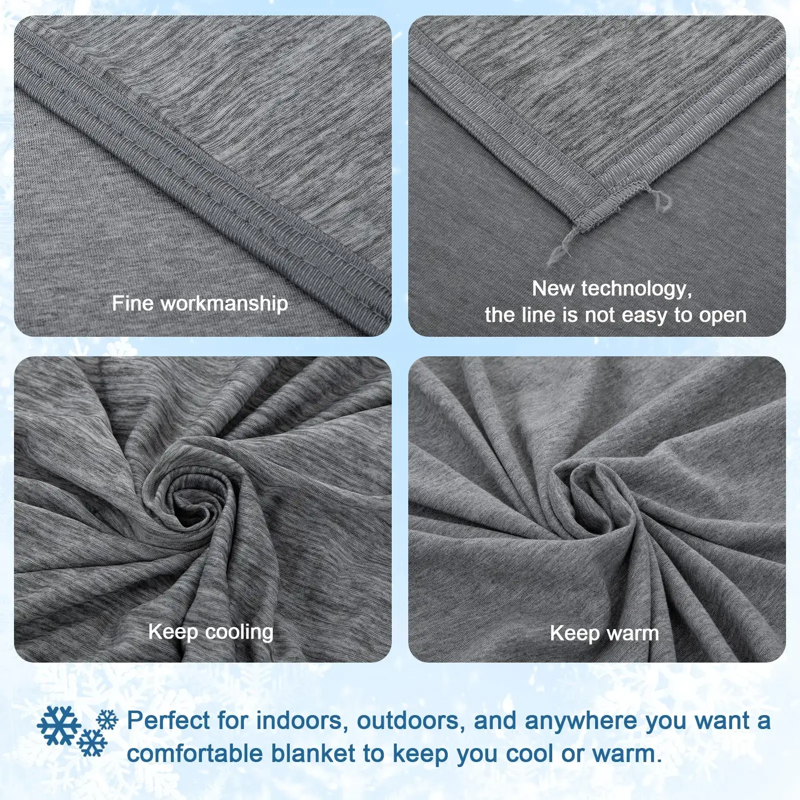 Sleeping Cooling Blankets Smooth Air Condition Comforter Lightweight Summer Quilt with Double Side Cold & Cooling Fabric