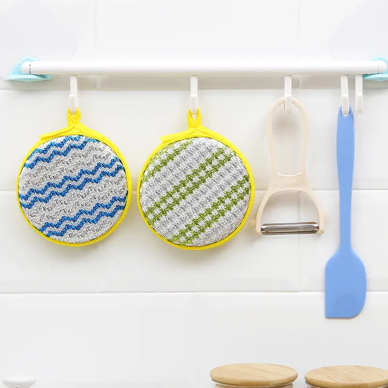 Kitchen Double Sided Scouring Pad Cleaning Nylon Sponge For Washing Dishes Kitchen Scourer Pan Brush Special Soft Kitchen Tool