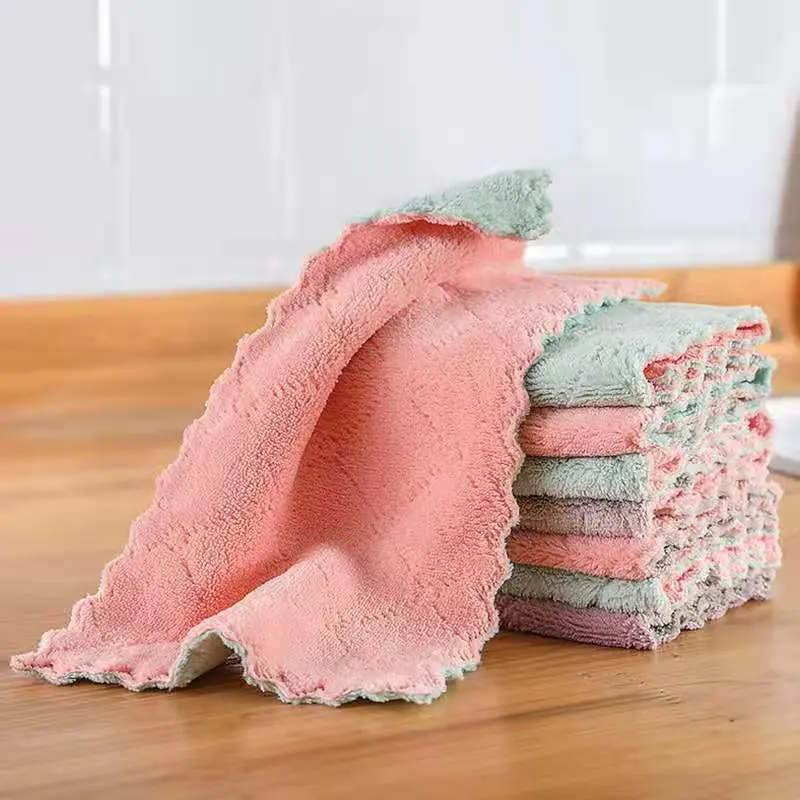 Glass Window Dish Cleaning Cloth Microfiber Kitchen Cleaning Towel Anti-Grease Wiping Rags Absorbable Fish Scale Wipe Cloth