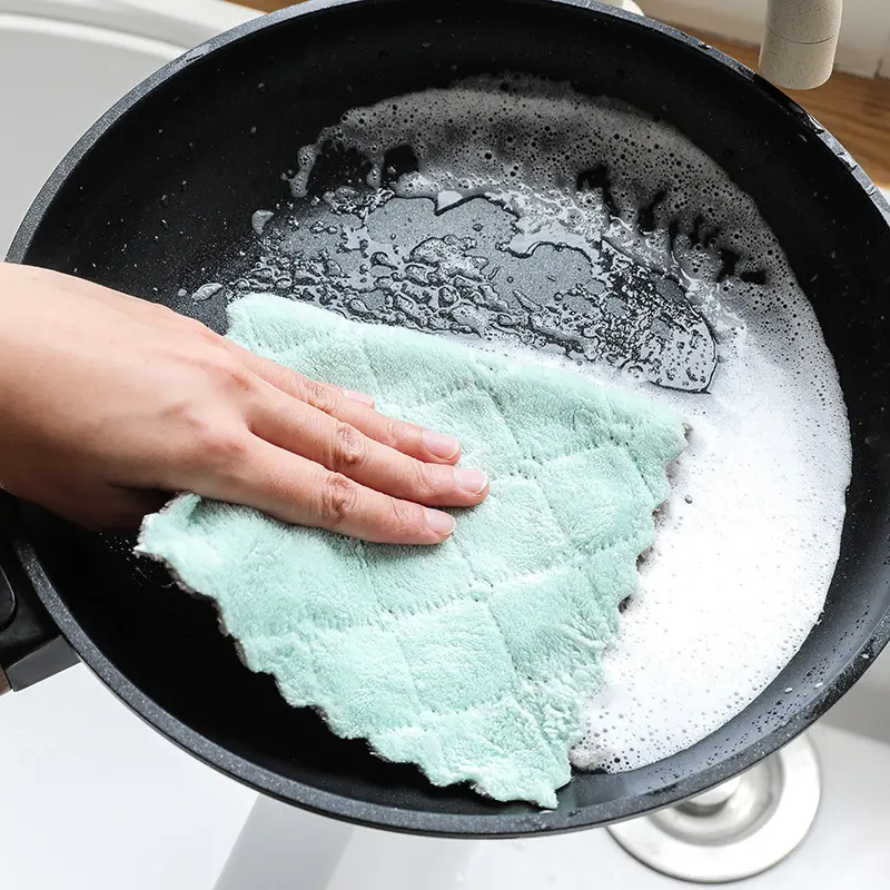 Glass Window Dish Cleaning Cloth Microfiber Kitchen Cleaning Towel Anti-Grease Wiping Rags Absorbable Fish Scale Wipe Cloth