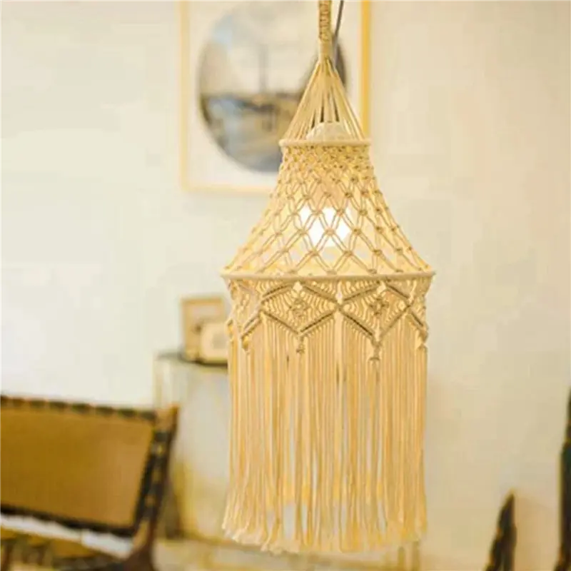 HGHO 2X Macrame Lamp Shade Hanging Pendant Light Cover Office Bedroom Living Room Nursery Dorm Room Bohemian Home Decor