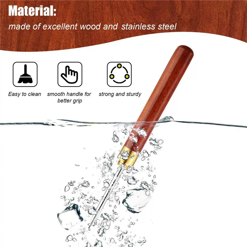 HGHO 32Pcs 6.1 Inch Stainless Steel Ice Pick Wooden Handle Ice Pick With Cover For Kitchen,Bars,Picnics