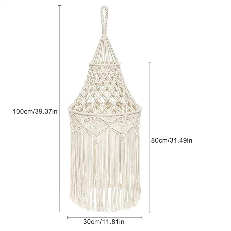 HGHO 2X Macrame Lamp Shade Hanging Pendant Light Cover Office Bedroom Living Room Nursery Dorm Room Bohemian Home Decor