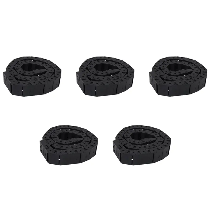 HGHO 5 Pcs 18Mm X 37Mm Black Flexible Semi Enclosed Cable Drag Chain 1M 39.4 Inch