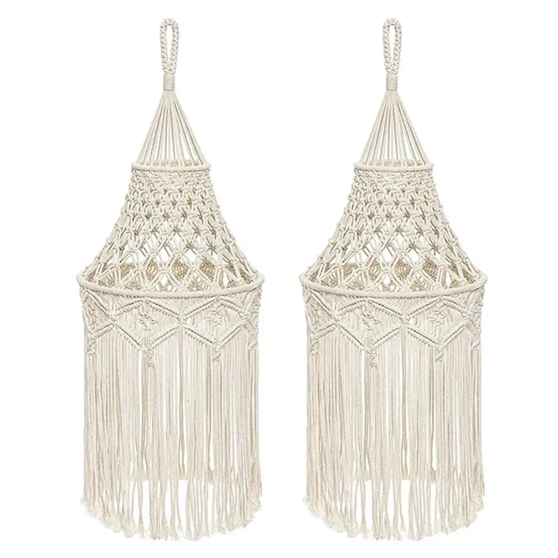 HGHO 2X Macrame Lamp Shade Hanging Pendant Light Cover Office Bedroom Living Room Nursery Dorm Room Bohemian Home Decor