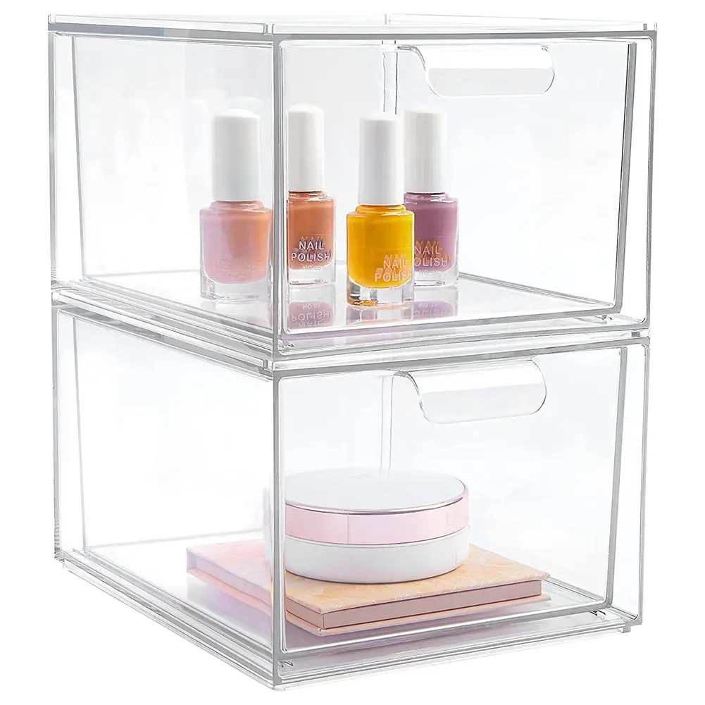 HGHO 2PCS K Cup Organizer Coffee Pod Storage Container Stackable Drawers For Creamer Suger Coffee Bar Organizer