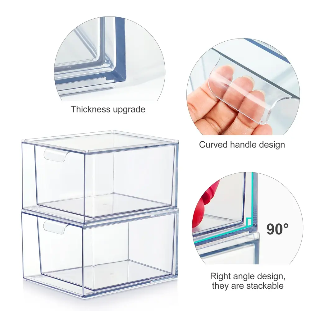 HGHO 2PCS K Cup Organizer Coffee Pod Storage Container Stackable Drawers For Creamer Suger Coffee Bar Organizer