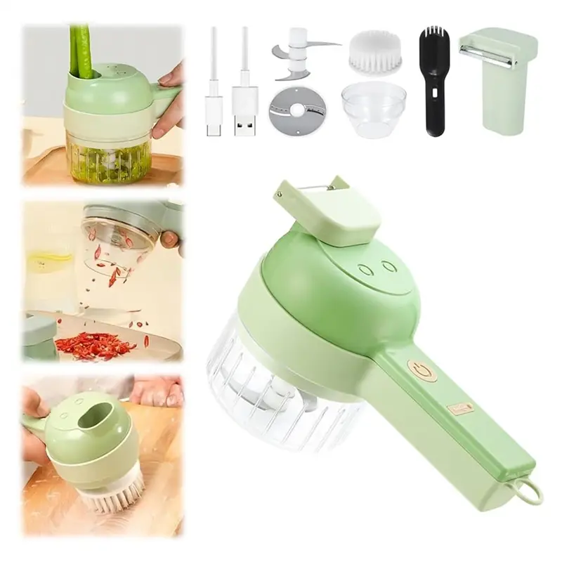 HGHO 4 In 1 Multi-Function Cordless Food Processor, Portable Electric Vegetables Cutter Set, Electric Vegetable Choppers
