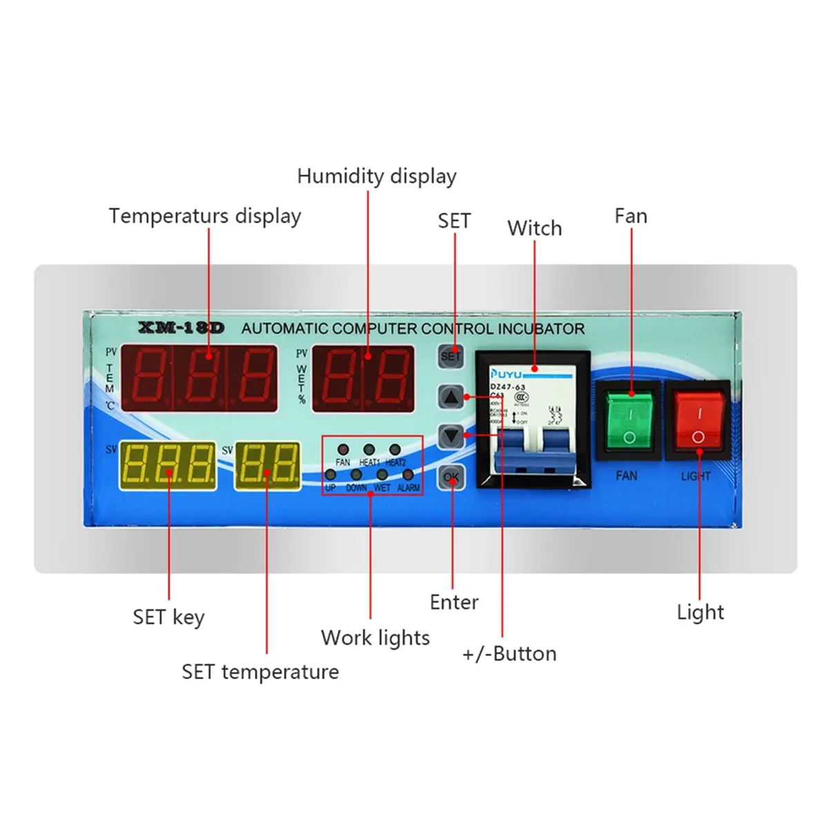 New XM-18D Automatic Incubator Controller Temperature and Humidity Controller for Hatching Equipment 110V US Plug