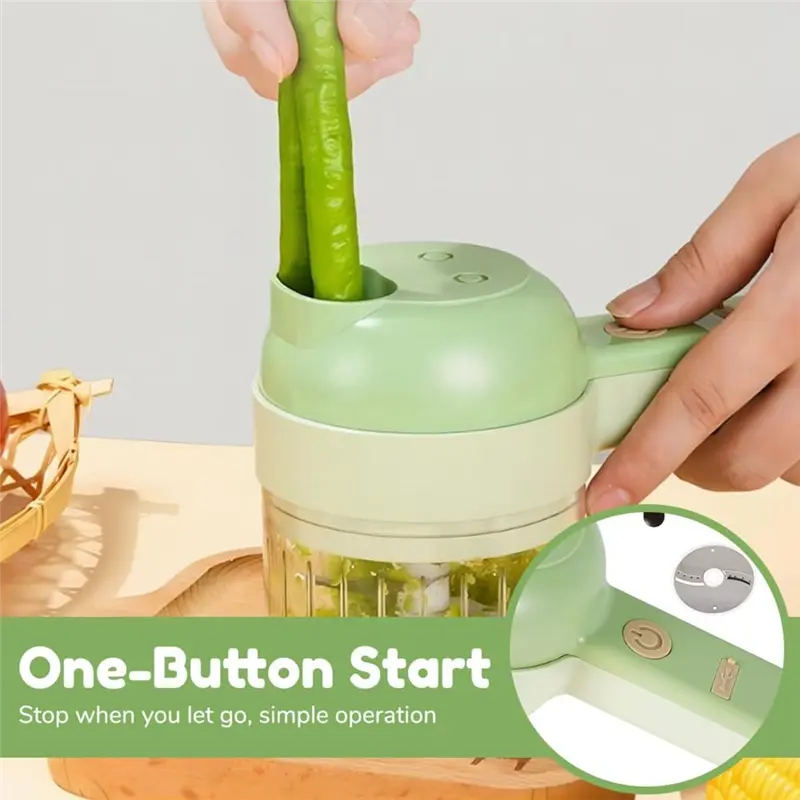HGHO 4 In 1 Multi-Function Cordless Food Processor, Portable Electric Vegetables Cutter Set, Electric Vegetable Choppers