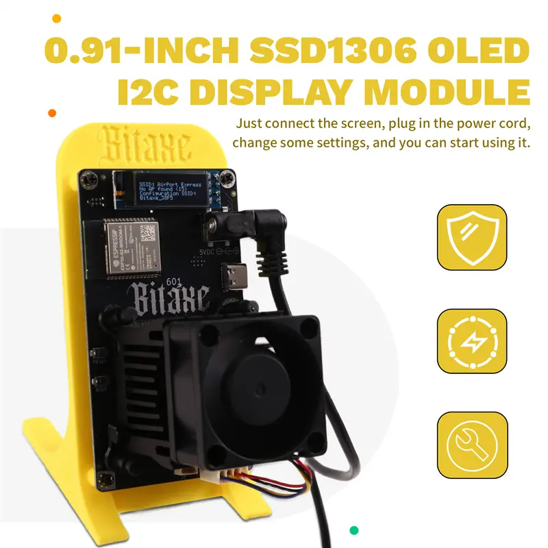 HGHO Efficient Bitaxe Gamma 601 BTC Mining Solo 1.2TH/S BM1370 Asic, 18-22W, AU Plug From Antminer S21 Pro, Ideal For Bitcoin Mi