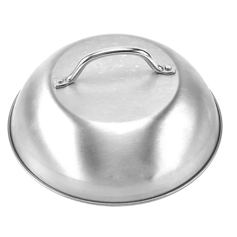 HGHO 5X Stainless Steel Steak Cover Thicken Western Restaurant Western Food Cover Hand Handle Steak Cover Hemispherical Cover