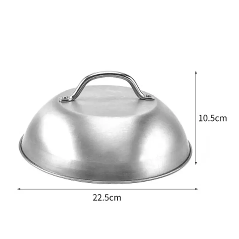 HGHO 5X Stainless Steel Steak Cover Thicken Western Restaurant Western Food Cover Hand Handle Steak Cover Hemispherical Cover