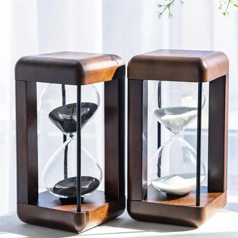 HGHO Large Premium Walnut Hourglass,60 Minutes Sand Timers,Hour Glass With Sand Timer For Gift,Hourglass Decor For Desk
