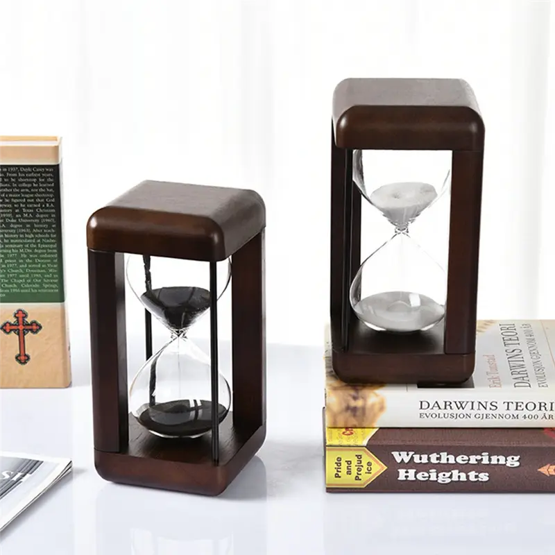 HGHO Large Premium Walnut Hourglass,60 Minutes Sand Timers,Hour Glass With Sand Timer For Gift,Hourglass Decor For Desk