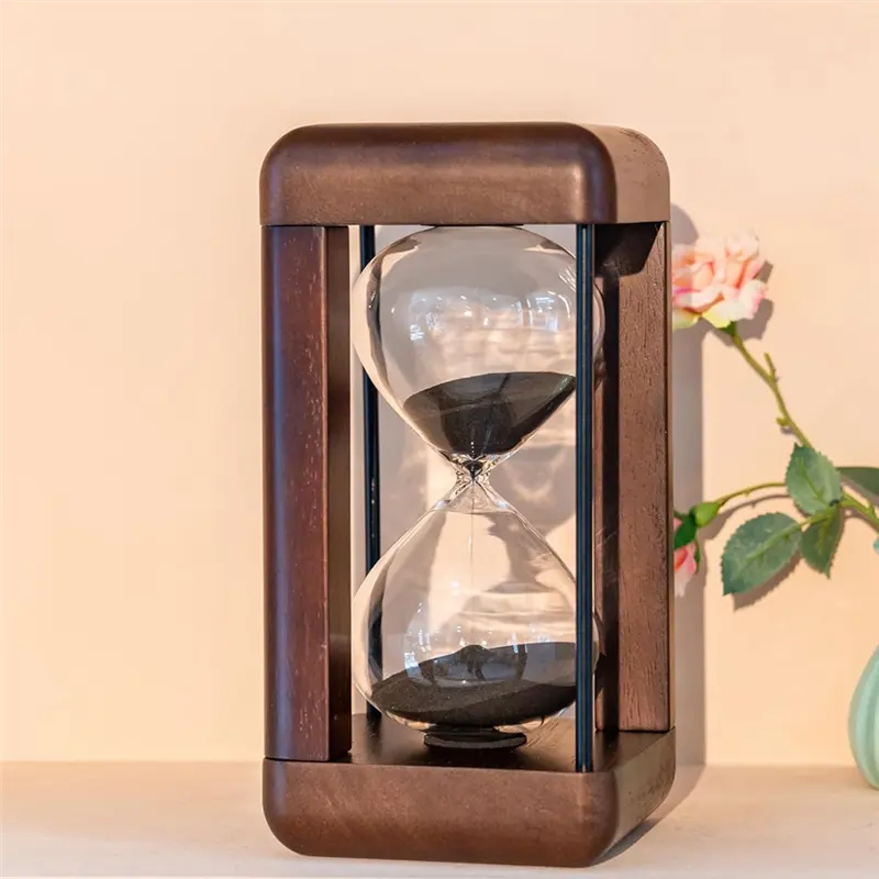 HGHO Large Premium Walnut Hourglass,60 Minutes Sand Timers,Hour Glass With Sand Timer For Gift,Hourglass Decor For Desk