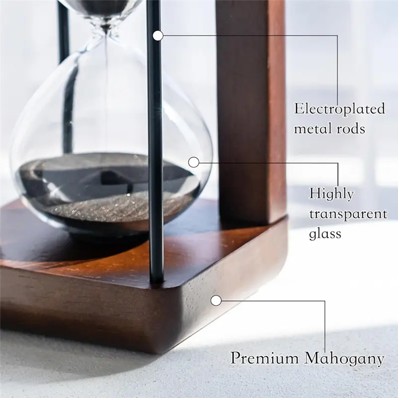 HGHO Large Premium Walnut Hourglass,60 Minutes Sand Timers,Hour Glass With Sand Timer For Gift,Hourglass Decor For Desk