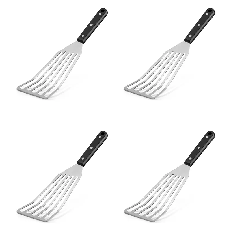 HGHO 4Pcs 12.4Inch Fish Spatula- Slotted Fish Turner Spatula With Sloped Head Design - Lightweight Thin Spatula Metal