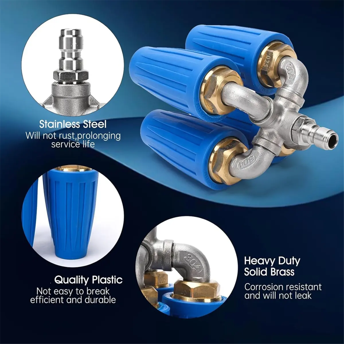 New 4-in-1 Turbo Nozzle Pressure Washer, 360° Rotating Turbo Nozzle with 1/4inch Quick Connector, 2.5 Orifice,4000 PSI Ma