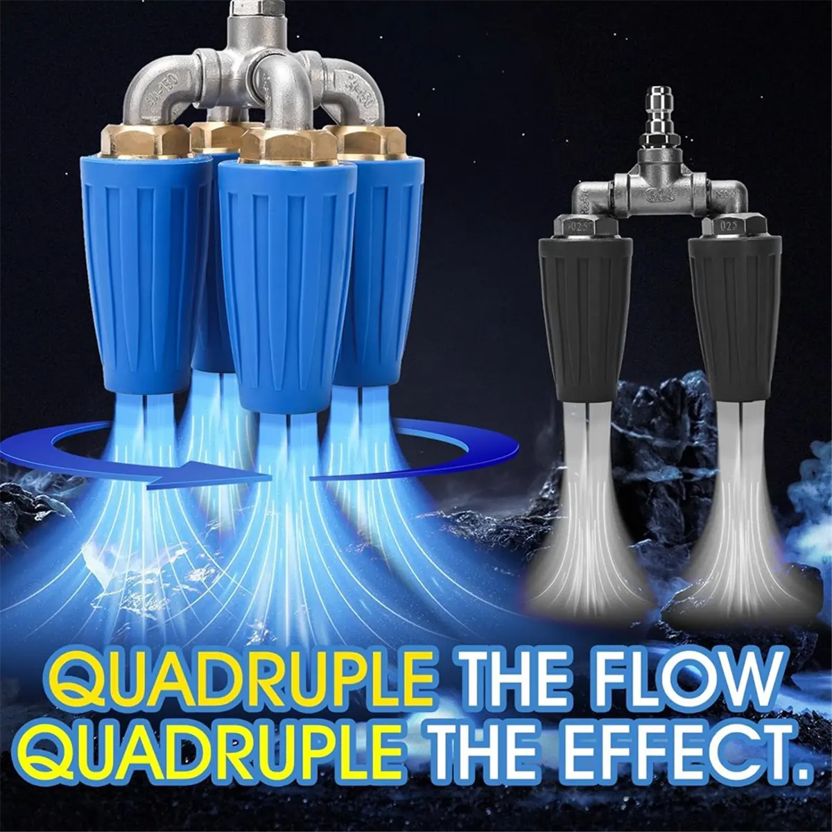 New 4-in-1 Turbo Nozzle Pressure Washer, 360° Rotating Turbo Nozzle with 1/4inch Quick Connector, 2.5 Orifice,4000 PSI Ma