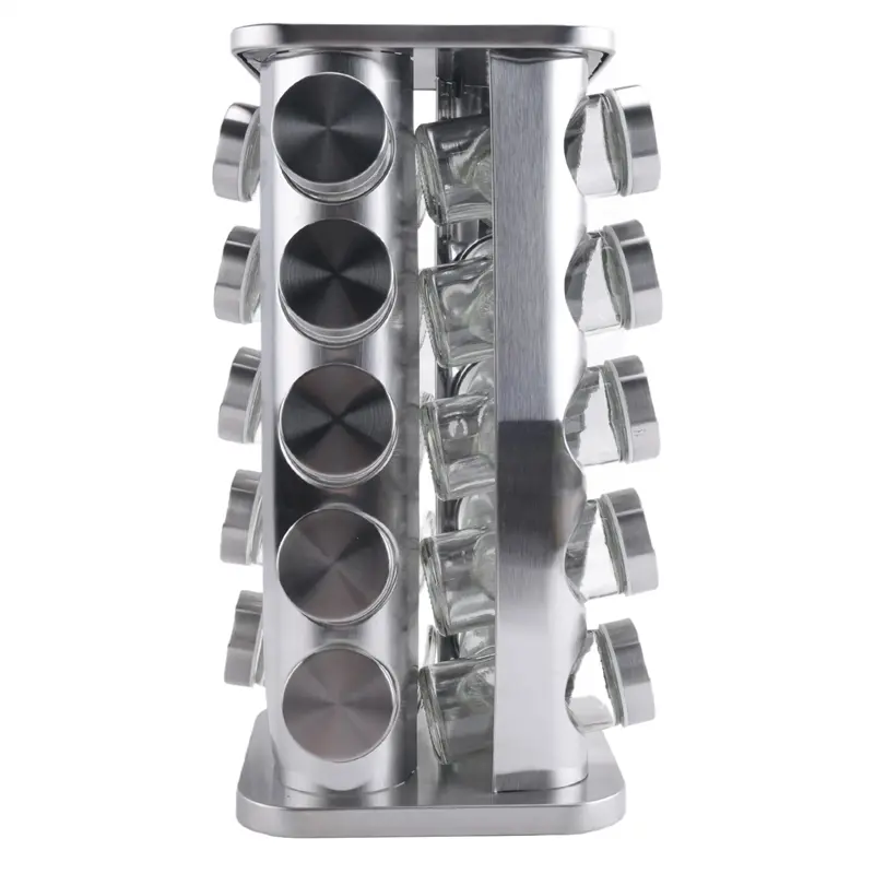 HGHO New Kitchen Supplies Stainless Steel Rotating Seasoning Jar Set Seasoning Jar Spice Rack Spice Bottle Seasoning Rack