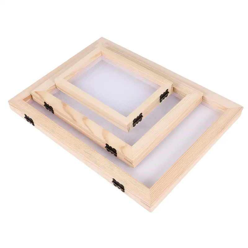 HGHO 3 Pieces Paper Wooden Paper Mold Making Screen Kit 3 Size Frames For DIY Paper Craft 12.7X17.8Cm 19.8X24.8Cm 24.8X33.0Cm