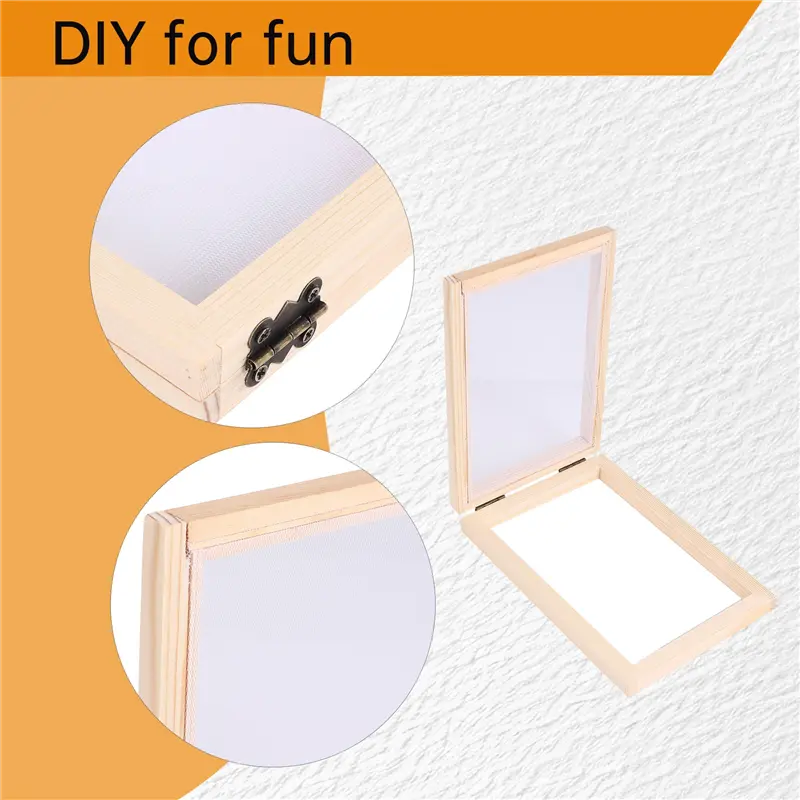 HGHO 3 Pieces Paper Wooden Paper Mold Making Screen Kit 3 Size Frames For DIY Paper Craft 12.7X17.8Cm 19.8X24.8Cm 24.8X33.0Cm