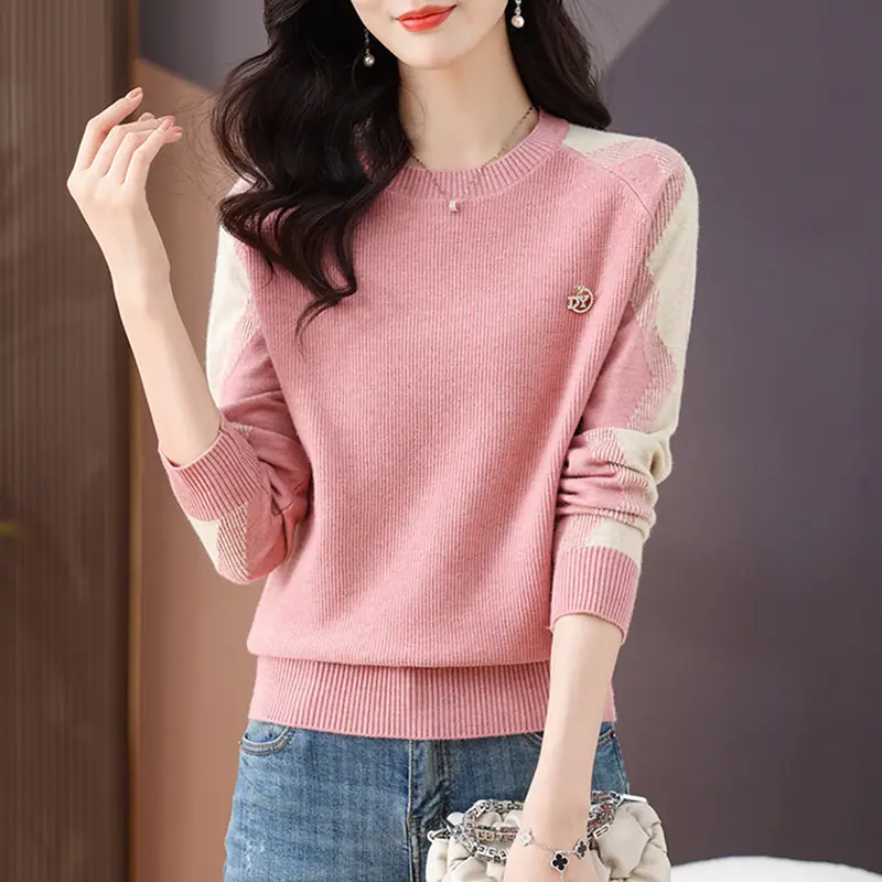 2025 Korean Knitted Sweaters Women Autumn Winter Long Sleeve Pullovers Woman Knitwear Casual Elegant Ladies Sweaters Jumper Top