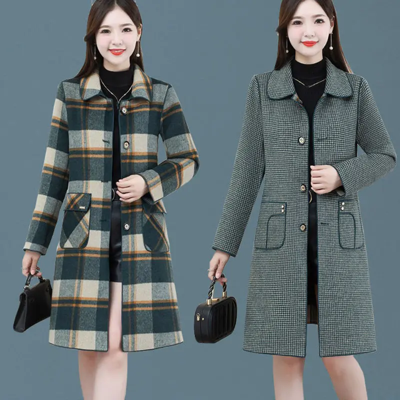 2025 Autumn Winter NewDouble Faced Cashmere Woolen Coat Women Mid length Single breasted All-Match Casual  Wool Outerwear Female
