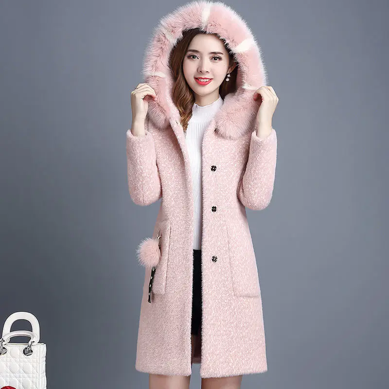 Imitation mink velvet Female Jacket Autumn Winter Women Woolen Coat Middle-aged Overcoat Woman Thicken Warm Wool Outwear R884