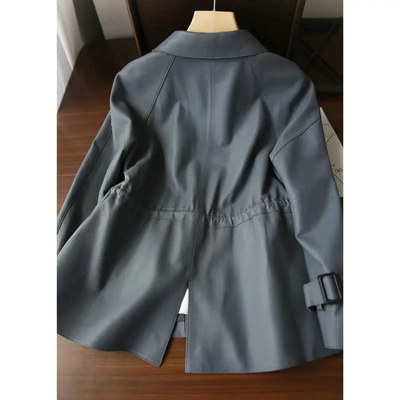 Fashion Leather Jacket Women Western-Style Mid Length 2024 Spring Autumn New Loose Korean Slim pu Leather Windbreak Female Tops