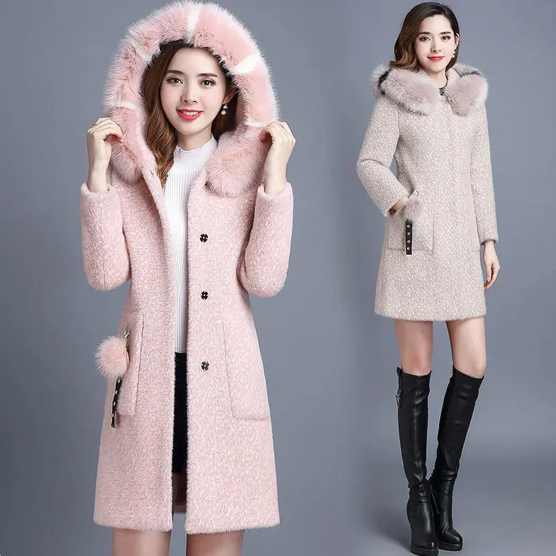 Imitation mink velvet Female Jacket Autumn Winter Women Woolen Coat Middle-aged Overcoat Woman Thicken Warm Wool Outwear R884
