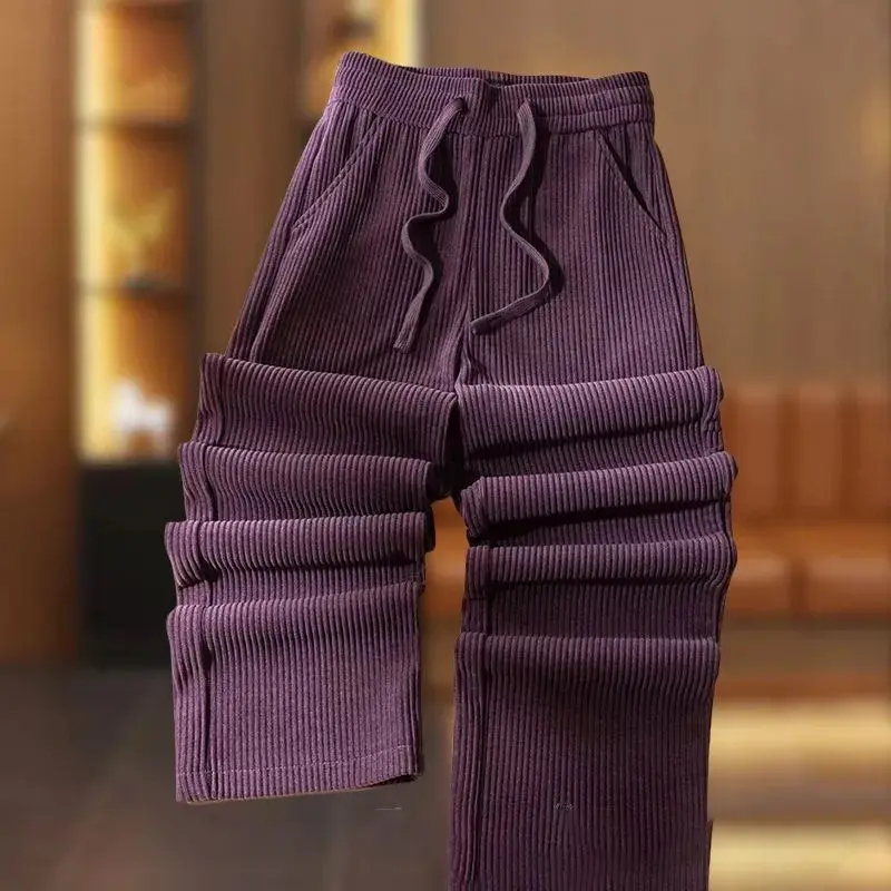 Corduroy Harlan Pants Women's 2025 Autumn/Winter New High Waist Loose Elegant Casual Ladies Pants Fashion Versatile Female Pants