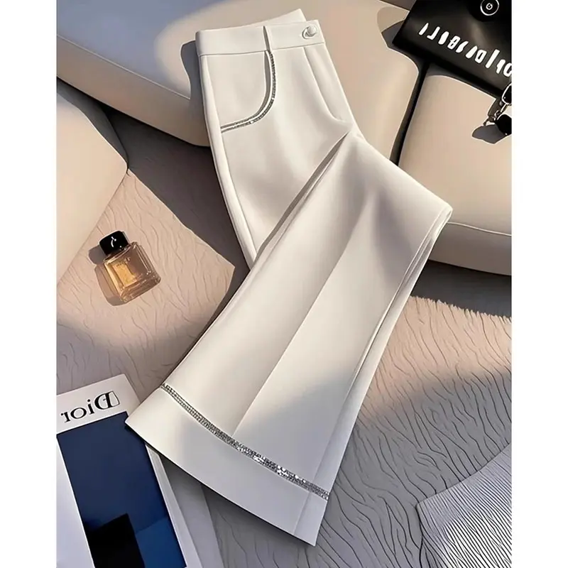 2025 Korean New Temperament and Figure Enhancing Micro Flared Pants Ladies Spring High-end Long Pants Female Trouser