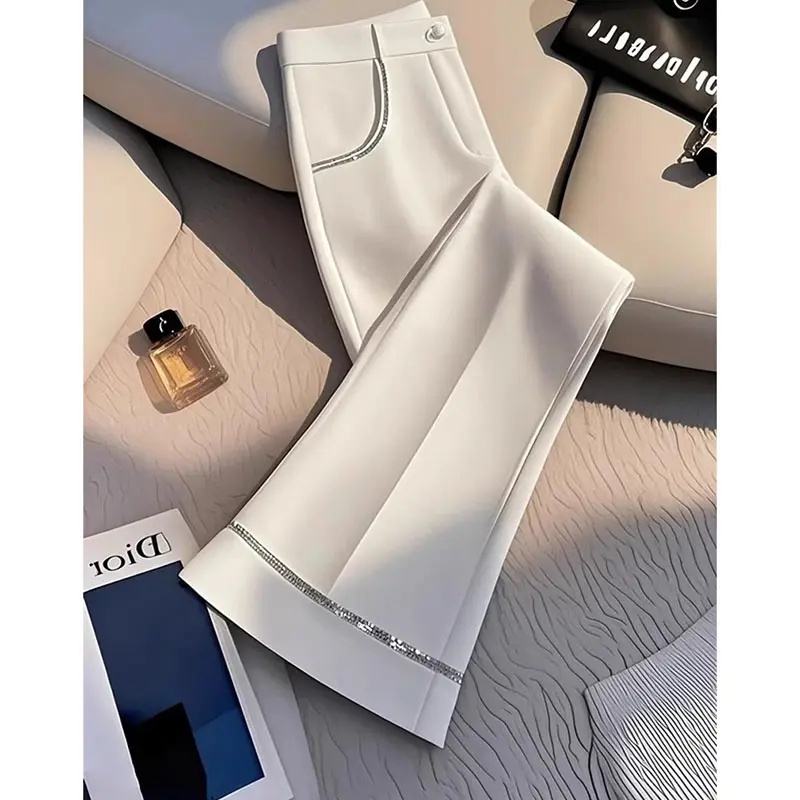 2025 Korean New Temperament and Figure Enhancing Micro Flared Pants Ladies Spring High-end Long Pants Female Trouser