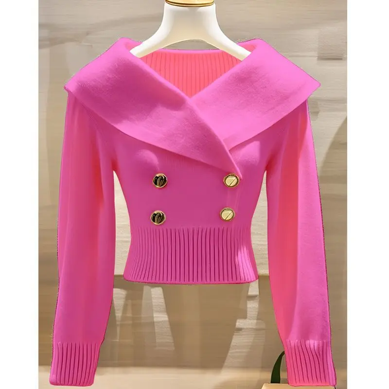 Sweater Women's 2025 New Fashion Autumn Long-Sleeved Temperament Casual Knitwear Female Pullovers Sweater