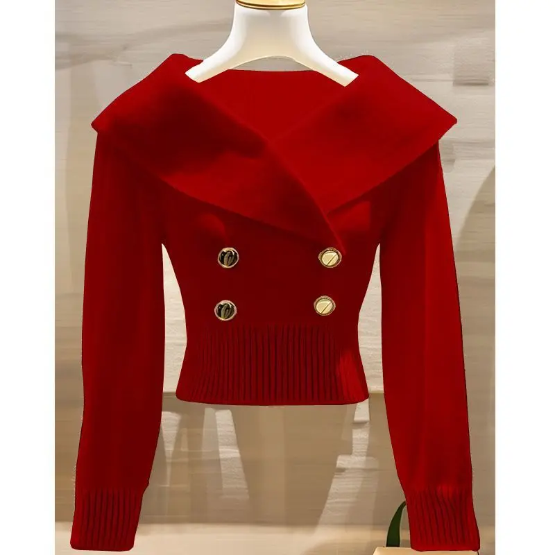 Sweater Women's 2025 New Fashion Autumn Long-Sleeved Temperament Casual Knitwear Female Pullovers Sweater