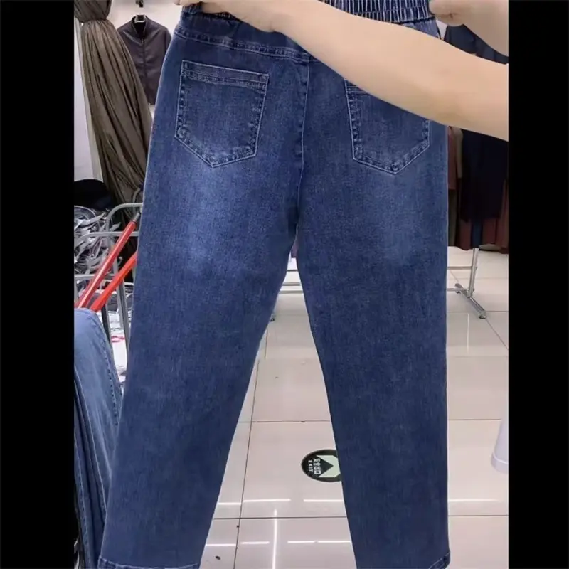 2025 New Autumn High Elasticity Women Jean Korean Loose Straight Ankle-Length Cowboy Pants Female Denim Pants Lady Trousers