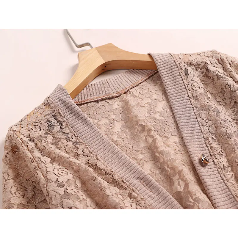 2025 New lace Cardigan Button Sunscreen Clothing Women Loose Spring Summer Thin Shawl knitted Hollow Coat Female Top