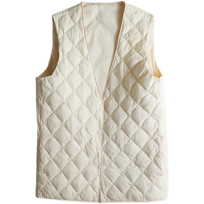 2025 Autumn Winter Down Cotton Vest Women's Loose V-neck  warm Light and Thin Coat women Sleeveless Waistcoat Jacket FemaleTops