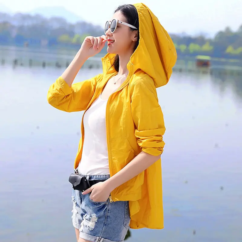 2024 New Summer Women Sun Protection Clothing Long Sleeve Short Hooded Breathable Sun Protection Clothes Ladies Outerwear Tops